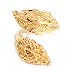 Золотой Ионное покрытие (ip) унисекс 304 перстни из нержавеющей стали, регулируемые кольца, лист, золотые, 3 мм, внутренний диаметр: 17.3 мм