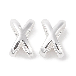 925 Sterling Silver Plated Brass Beads, Cadmium Free & Nickel Free & Lead Free, Cross, 925 Sterling Silver Plated, 7x4.5x4mm, Hole: 4x1.5mm