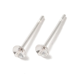 Посеребрённый Поиск серег-гвоздиков из латуни, без свинца и без кадмия, круглые, 925 серебро покрытием, 13.5x3 мм, штифты : 12x0.7 мм