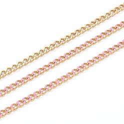 Бледно-Розовый Ручной работы 304 эмалированные цепи из нержавеющей стали, золотые, с катушкой, несварные, долговечный, овальные, розовый жемчуг, 5x4x1.5 мм, 32.8 футов (10 м) / рулон