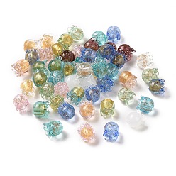 (52) Непрозрачная лаванда Стеклянные бусины ручной работы из золотой фольги/песка лэмпворк, тюльпан, разноцветные, 9x8.5 мм, отверстие : 1.6 мм