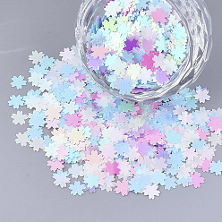 (52) Непрозрачная лаванда Аксессуары для орнаментов, ПЭТ пластиковая пайетка / блестки из бисера, нет отверстий / неосвещенных бусинок, цветок сакуры, разноцветные, 5x5x0.2 мм , около 4000 шт / мешок