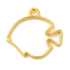Golden Zinc Alloy Open Back Bezel Pendants, For DIY UV Resin, Epoxy Resin, Pressed Flower Jewelry, Fish, Golden, 29x30x2.5mm
