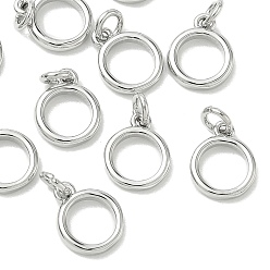 Platinum SHEGRACE Brass Charms, Cadmium Free & Nickel Free & Lead Free, Flat Round Charms, Platinum, 10x8x1.5mm, Hole: 2.5mm