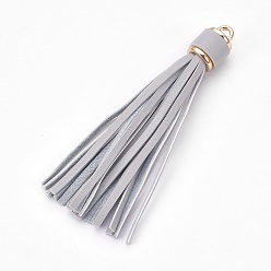 Gris Clair Imitation cuir gland gros pendentifs décorations, avec des découvertes en plastique ccb, gris clair, 110x15mm, Trou: 4mm