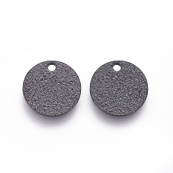 Electrophoresis Black 304 Stainless Steel Charms, Textured, Flat Round with Bumpy, Electrophoresis Black, 10x1mm, Hole: 1.2mm