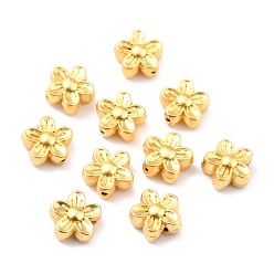 Matte Gold Color Rack Plating Alloy Beads, Cadmium Free & Lead Free, Long-Lasting Plated, Flower, Matte Gold Color, 8.5x8.5x4mm, Hole: 1.2mm