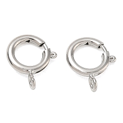 Platinum Brass Spring Ring Clasps, Cadmium Free & Lead Free, Rack Plating, Long-Lasting Plated, Platinum, 16x13x4mm, Hole: 2mm