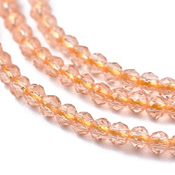 Light Salmon Glass Beads Strands, Imitation Quartz, Faceted, Round, Light Salmon, 2mm, Hole: 0.5mm,  about 175pcs/strand, 14.9 inch(38cm)