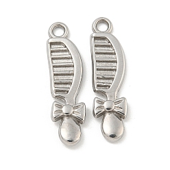 Нержавеющая Сталь Цвет Не тускнеющие 304 подвески из нержавеющей стали, гребешок с подвесками-бантиками, цвет нержавеющей стали, 18.5x7.5x2 мм, отверстие : 2.1 мм