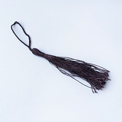 Coconut Brown Polyester Tassel Decorations, Pendant Decorations, Coconut Brown, 130x6mm, Tassel: 70~90mm