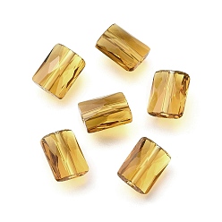 (932FM) Темно-синий аква-матовый с подкладкой Стекло имитация австрийских хрустальных бусин, прямоугольные, граненые, темно-золотистые, 8x6.5x4 мм, отверстие : 1.2 мм