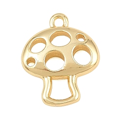 Real 18K Gold Plated Brass Charms, Mushroom Charms, Cut-Out, Real 18K Gold Plated, 15x12x3mm, Hole: 1.2mm
