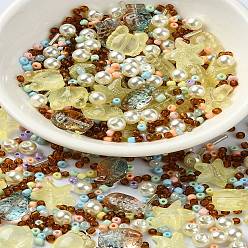 (52) Непрозрачная лаванда Стеклянные бусины смешанных стилей, разнообразные, разноцветные, 1.5~14x2~15x2~7 мм, отверстие : 0.8~1 мм