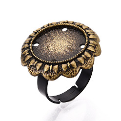 Античная Бронза Основание чашки из цветочного сплава и железного безеля с вращающимся подносом, изготовление колец с круглой накладкой для снятия тревожности, античная бронза, 25 мм, 17 мм, Размер лотка: 16 мм