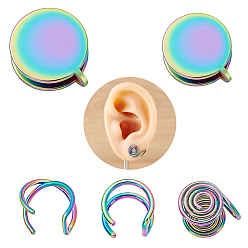 Rainbow Color 20 шт. 5 стили 304 серьги-манжеты из нержавеющей стали, разнообразные, Радуга цветов, 10.5~16x8.5~15 мм, 4 шт / стиль