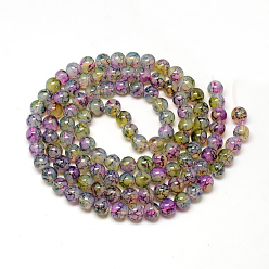 Dark Khaki Baking Painted Glass Beads Strands, Imitation Opalite, Round, Dark Khaki, 6mm, Hole: 1.3~1.6mm, about 133pcs/strand, 31.4 inch