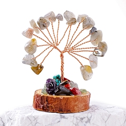 Лабрадорита Натуральная крошка лабрадора, украшения «Древо жизни», деревянная основа с орнаментом фэн-шуй из медной проволоки, 50~70x30~40 мм