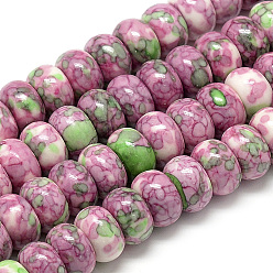 Flamingo Synthetic Ocean White Jade Beads Strands, Dyed, Rondelle, Flamingo, 10x5~6mm, Hole: 1.5mm about 72pcs/strand, 16.3 inch