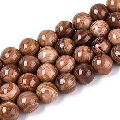 Деревянный Кружевный Камень Натуральное дерево каменным кружевом бисер нитей, круглые, 12~12.5 мм, отверстие : 0.9~1 мм, около 33 шт / нитка, 15.75~16.14'' (40~41 см)