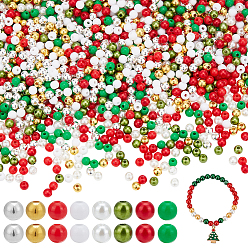 (52) Непрозрачная лаванда 1600 шт. 8 стили рождественской тематики круглые бусины из АБС-пластика и акрила наборы фурнитуры, разноцветные, 5.5~6x5~6 мм, отверстие : 1~1.8 мм, 200 шт / стиль