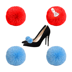 Mixed Color 4Pcs 2 Colors Iron Shoe Clips, with Wool Ball, Platinum, Mixed Color, 58mm