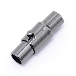 Gunmetal Brass Magnetic Clasps, Column, Gunmetal, 15x4~5.5mm, Hole: 3mm