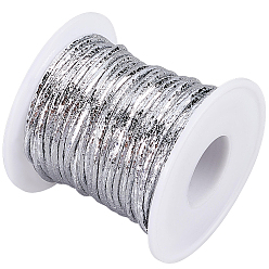 Серебро 20м лазерный шнур из искусственной кожи, с 1шт. подарочными мешочками из органзы, 1бумажная демонстрационная карточка, 1PC полипропиленовые кабельные стяжки, 1 пластиковые пустые катушки, серебряные, 2 мм