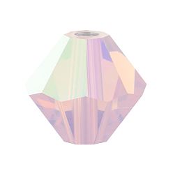 71350 200 Rose Opal AB Хрустальные бусины preciosa®, чешский хрусталь, биконус(451 69 302 рондель), 71350 200 розовый опал ab, 4 мм, отверстие : 0.8 мм