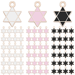 (52) Непрозрачная лаванда 90 шт 3 цвета сплава эмалевые подвески, для евреев, звезда Давида, золотой свет, разноцветные, 16.5x12x2 мм, отверстие : 1.6 мм, 30 шт / цвет