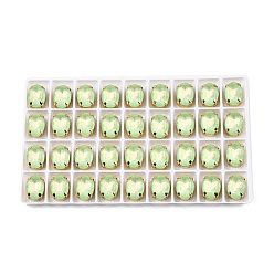 Перидот Aurora(jm) пришиваем горный хрусталь, граненый стеклянный горный хрусталь, многожильных ссылки, с латунной оправой золотистого цвета, овальные, перидот, 14x10x7 мм, отверстие : 1 мм