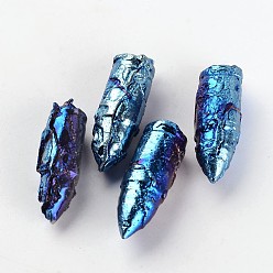 со Синим Покрытием Гальванические подвески из натурального дракона, пуля, со смешанной металлической фурнитурой металлического цвета, с покрытием синим, 41~43x12~14 мм, отверстие : 3x4 мм