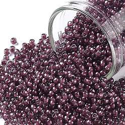 (1075) Crystal Berry Wine Lined TOHO Round Seed Beads, Japanese Seed Beads, (1075) Crystal Berry Wine Lined, 11/0, 2.2mm, Hole: 0.8mm, about 5555pcs/50g