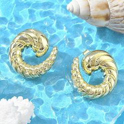 Золотой Латунные серьги-гвоздики для женщин, водоворот, золотые, 25.5x25 мм