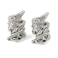 Платина Латуни европейского бисера, без кадмия, без никеля и без свинца, бусины с большим отверстием, перо, платина, 14.5x8.5 мм, отверстие : 5 мм