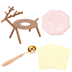 Peru DIY Scrapbook Kits, Including Baking Paint Iron Wax Furnace, Marble Pattern Porcelain Cup Coasters, Brass Wax Sticks Melting Spoon, Gift Tag Labels Self-Adhesive Present Stickers, Peru, 118x66x87mm, Hole: 26mm