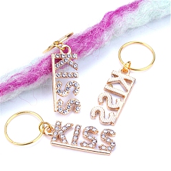 Слово Бусины из дредов из сплава со стразами, плетение подвески для волос украшения зажимы, слово, 10x26x2 мм