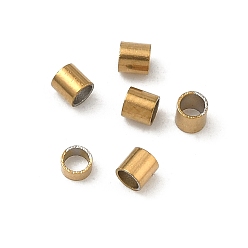 Настоящее золото 18K 304 из нержавеющей стали бусы, колонка, ионное покрытие (ip), долговечный, стойки покрытие, реальный 18 k позолоченный, 2.5x2.5 мм, отверстие : 1.5 мм