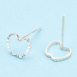 Серебро 925 серьги-гвоздики из стерлингового серебра с полым яблоком, с печатью s925, серебряные, 6.5x7.5 мм, штифты : 0.8 мм