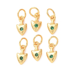 Настоящее золото 24K Латунные микро проложить кубического циркония прелести, стрелка, с целью перехода в кольце, без кадмия и без свинца, стойки покрытие, долговечный, реальный 24 k позолоченный, 9x5x2 мм, отверстие : 3.5 мм