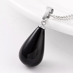 (946F)Морозный цвет внутри  Жонкиль / Непрозрачная зеленая подкладка Подвески из латуни в форме капли платинового тона черного агата (окрашенные и нагретые), 24~26x13 мм, отверстие : 5x8 мм