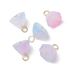 Алиса Синий Акриловые подвески лотоса, с 304 петлями из нержавеющей стали, Алиса Блю, 12x10.5x8 мм, отверстие : 2.5 мм