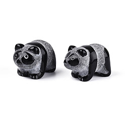 Обсидиан Украшения для панды из натурального обсидиана, фигурка для украшения дома, энергетический камень рейки для исцеления, 23~25x39x25~26 мм