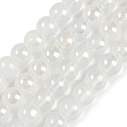 Белый Нити стеклянных бусин, окрашенных методом гальванопокрытия, с покрытием AB цвета, круглые, белые, 8.5 мм, отверстие : 1.5 мм, около 95 шт / нитка, 29.53'' (75 см)