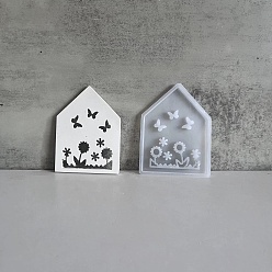 Белый Пасхальный домик с узором в виде бабочки и цветка силиконовые формы для настольных ламп своими руками, формы для литья смолы, для уф-смолы, изготовление изделий из эпоксидной смолы, белые, 121x91x6.5 мм