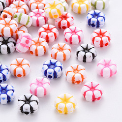 Mixed Color Craft Style Acrylic Beads, Flower, Mixed Color, 10x5mm, Hole: 1.8mm, about 1650pcs/500g
