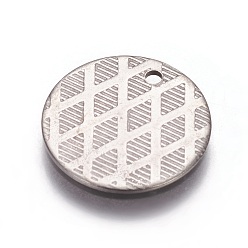 Нержавеющая Сталь Цвет Подвески из нержавеющей стали, устойчивые к потускнению, плоско-круглые, цвет нержавеющей стали, 15x1 мм, отверстие : 1.4 мм