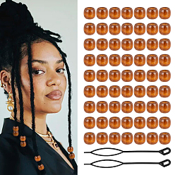 Седло Коричневый 100 шт деревянные бусины, баррель, 2шт. акриловые заколки для создания пучка, седло коричневый, 17x16 мм, отверстие : 7 мм, Около 294 шт / 500 г