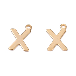 Letter X 201 прелести нержавеющей стали, алфавит, реальный 18 k позолоченный, letter.x, 12x8.5x0.6 мм, отверстие : 1.2 мм
