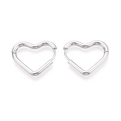Платина Серьги из 304 нержавеющей стали, сердце, платина, 20~20.5x24x2.5 мм
